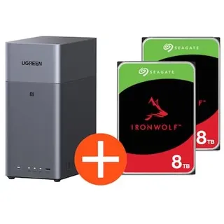 UGREEN NASync DH2300 NAS System 2-Bay 16TB inkl. 2x Seagate IronWolf ST8000VN004 8TB