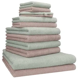 Betz Handtuch Set Berlin 12-teilig - 2 Duschtücher 70×140 cm, 4 Handtücher 50×100 cm, Baumwolle (Set, 12-St), Gästetücher 30×50 cm, 2 Seiftücher 30×30 cm, 2 Waschhandschuhe braun