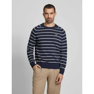 Strickpullover mit Logo-Patch, Dunkelblau, XL