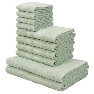 OTTO home Handtuch Set Vanessa, 10-tlg Handtuch-Set, weich, in Standard- und Premium-Qualität, Walkfrottee (Set, 10-St), 100% Baumwolle, Duschtücher, Handtücher, Gästetücher, mit Bordüre grün