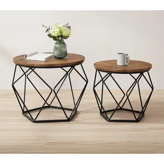 VASAGLE Couchtisch Vintage Braun Holz 50 x 50 x 40 cm