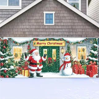 Weihnachts-Garagentor-Abdeckung, Dekoration, Feiertags-Garagentor-Banner, Weihnachtsmann, große Weihnachtsgaragenabdeckung, Frohe Weihnachten, Winter, Weihnachten, Garagen-Hintergründe, Tür-Wandbild
