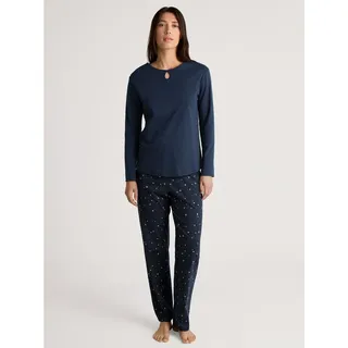 CALIDA Schlafanzug Sweet Dreams (2 tlg) lockere Passform, Rundhals, Interlock-Qualität, Langarm, weich blau XL (52/54)