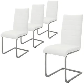 ML-DESIGN Stuhl Esszimmerstühle Schwingstühle mit Rückenlehne Design Küchenstühle (4 St), Polsterstuhl Freischwinger 4er Set Küchenstuhl bis 120kg Kunstleder weiß
