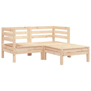 vidaXL Gartensofa 2-Sitzer mit Hocker braun