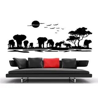 Unbekannt Wandtattoo wandaufkleber Aufkleber Wandsticker Wall Sticker Wohnzimmer Schlafzimmer Kinderzimmer KÜCHE 30 Farben zur Wahl Afrika Landschaft Tier Baum waf21