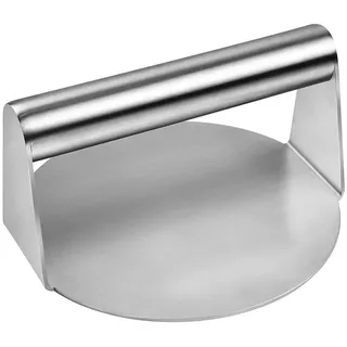 ZONADAH Hamburger-Fleischpresse mit Griff, 14 cm, Edelstahl, Burger-Smasher, rund, antihaftbeschichtet, Hamburger-Presse, Grillplatte, Zubehör-Set für flaches Grillen