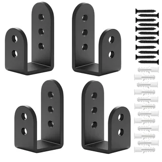 4 Stück U Winkel Halterung Metall,2 x 4 Tür-Barricade-Klammern,icherheits-U-Klammer als Türverstärkung Schwarz