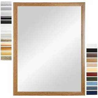 PrimeLuxe Wandspiegel 60 x 80 cm (Außenmaß) in Eiche Rustikal | Farbe und Größe wählbar | Ganzkörperspiegel | Bad & Flur Spiegel | mit Holz Rahmen | Made IN Germany