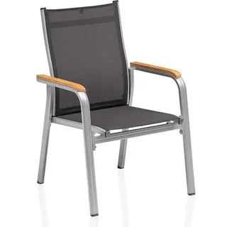 Kettler Granada Stapelsessel zerlegt Aluminium/Outdoorgewebe Teak Armlehnen