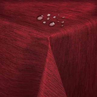 Wachstuch Robuste Leinen Prägung Pro Rot Breite & Länge wählbar - Größe ECKIG 80 x 240 BZW. 240x80 cm cm abwaschbare Tischdecke Gartentischdecke