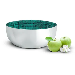 Sendez Dekoschale Ø26cm Obstschale Silber/Türkis Metall Schale Schüssel