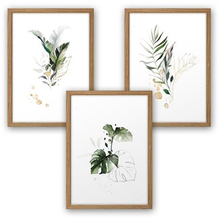 Kreative Feder Poster, Pflanzen (Set, 3 St), 3-teiliges Poster-Set, Kunstdruck, Wandbild, optional mit Rahmen, wahlw. in DIN A4 / A3, 3-WP013