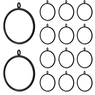 14 große Metall-Vorhangringe, 63 mm Innendurchmesser mit Ösen, Duschvorhangringe, Ringe für Stange, geschlossene Vorhangringe, Vorhangringe, Clip-Ringe (schwarz)