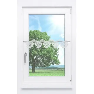 Plauener Spitze® Scheibengardine Blütenherz (1 St), transparent, HxB 13x128cm weiß 128 cm x 13 cm