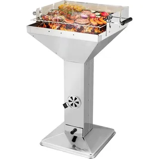 TLGREEN Standgrill Edelstahl, Holzkohle Trichtergrill, Portable Campinggrill, Holzkohlegrill, 3-fach höhenverstellbarem, Lüftungsregler