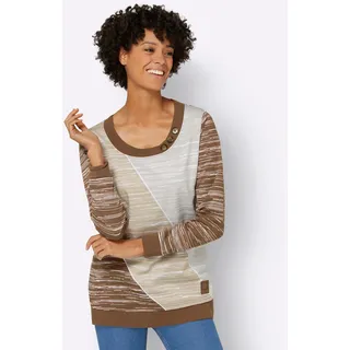 Sweatshirt CASUAL LOOKS Gr. 42, braun (braun, ecru, bedruckt) Damen Sweatshirts