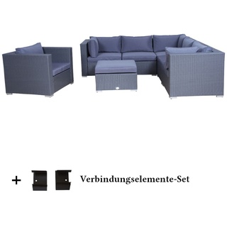 Poly Rattan Gartenmöbel Memphis anthrazit Hocker Alu Garnitur Lounge Garten Sitzgruppe Gartenset