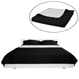 vidaXL Zweiseitige Tagesdecke 170 x 210 cm Schwarz/Weiß