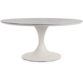 Gartenesstisch Arnold aus Aluminium und Stein, modern rund, pelikan beige, Ø 158 cm, für 6–8 Personen