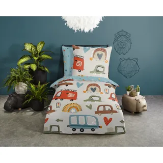 Muller Textil Move Autos Blau 135 x 200 cm + 2 x 80 x 80 cm