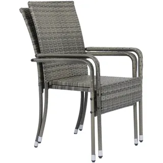 Juskys Yoro Rattanstuhl Grau meliert 2 St.