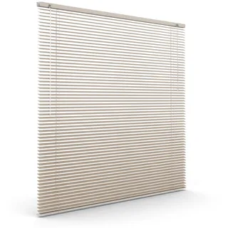 Victoria M. L-Lamellen Alujalousie, 80 x 150 cm, grau-beige matt | LightLess Prime Jalousie für Starke Verdunkelung – Robust, Feuchtigkeitsbeständig, ohne Bohren, inkl. Klemmclips