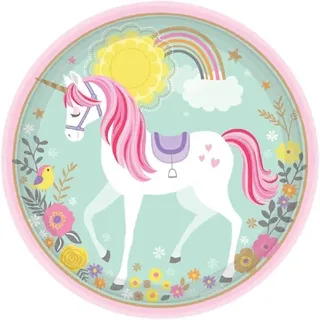 amscan Magisches Einhorn 8 grosse Teller