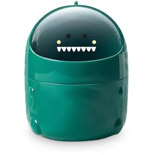Yoxovo Mini TischmüLleimer mit Deckel, Dinosaurier Süße Cartoon Tisch Mülleimer, Cute Papierkorb Klein, Kawaii Deko, Aufbewahrungsbox, für BüRos, Kinderzimmer, Schminktisch, Wohnzimmer (Grün)
