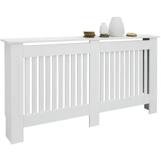 ECD Germany Heizkörperverkleidung Landhausstil 152x19x82 cm Weiß