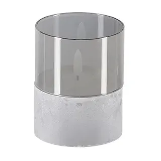 LED-Kerze Ø 8 cm · 10 cm grau `Gracia` klein