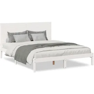 vidaXL Massivholzbett 140 x 220 cm Weiß