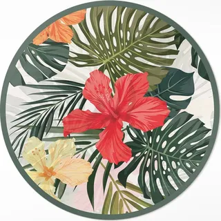 Tropische hawaiianische Blumen – Vinyl Küchenteppich – fi 50cm – Rutschfest, pflegeleicht & langlebig