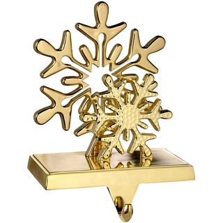 WeRChristmas vergoldet Schneeflocke Weihnachtsstrumpf Halter Weihnachten Dekoration, Metall, 17 cm
