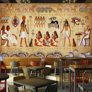 Retro-altes Ägypter Im Europäischen Stil Tapeten, Pharao-Statue Vlies Tapete, Wandbild Dekoration - für Zuhause Wohnzimmer die Mauer 150 x 105 cm