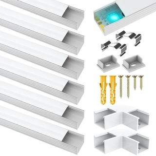 LED Profil Aluminium 6 Pack, LED Profil für Philips Hue LED Stripe/Streifen/Stripe, Alu Profil 1m/3.3ft für Led Kanal, Aluminium Profil für LED Band Zuhause Partei deko(Breite bis16mm)