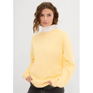 Sweatshirt BONPRIX, Damen, Gr. 40/42 (M), gelb (cremegelb), Sweatware, Obermaterial: 100% Baumwolle. Bündchen: 95% Baumwolle, 5% Elasthan, unifarben, oversize hüftbedeckend, Rundhals, Rippbündchen, Sweatshirts Sweatshirt, Oversize-Passform, aus reiner Baumwolle, elastische Bündchen