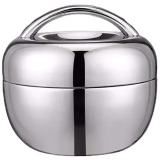 Molinter Lunchbox Thermo-Rührschüssel Brotdose Edelstahl Vakuum Doppelschicht Isolierbox Frischhaltedose Metall Bento Box Proviantdose (Silber Griff, 800ml)