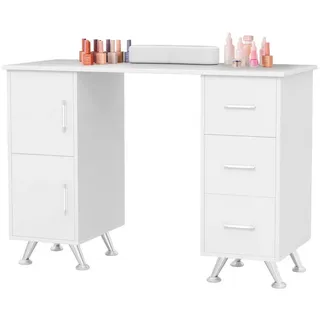 KOMFOTTEU Schminktisch, 2 in 1 Maniküretisch, Nageltisch Nagelpflegetisch weiß