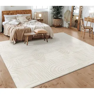Paco Home Kurzflorteppich 120 x 160 cm Creme