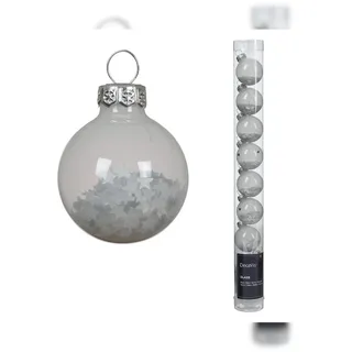 Christmas Decorations Kaemingk Weihnachtskugeln Glas mit Sternen gefüllt 3cm kleine Christbaumkugeln Weihnachtsbaumkugeln Christbaumschmuck Weihnachtsbaumschmuck Weiß transparent