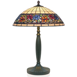 Tischlampe Flora, Tiffanystil, unten offen, Höhe 62 cm