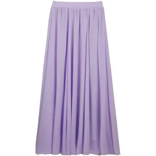 Damen Chiffon Langer Rock Strandrock Maxirock Chiffonrock Damenrock für Sommer Strand Alltag Party Rocklänge 100cm - Einfarbig Hellpurpur - 34-40