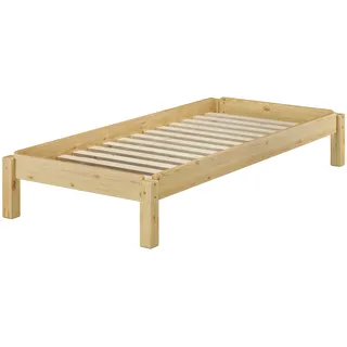 Erst-Holz®Stapelbett Massivholzbett Kiefer Natur 90x200cm Einzelbett stapelbar Gästebett + Rollrost 60.48-09