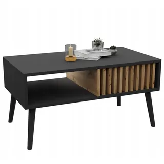 Couchtisch im skandinavischen Stil, moderner Wohnzimmertisch 50 x 90 cm schwarz
