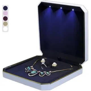 LED Schmuckbox für Halskette – Große Geschenkbox mit Licht – Schmuckkästchen mit Samt-Innenfutter – Ideal für Hochzeit, Geburtstag, Valentinstag, Muttertag, Weihnachten