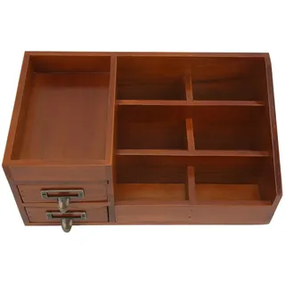 MUNEFE Make-up-Organizer aus Holz, Aufbewahrungsbox für Kosmetikschubladen aus Holz, antiker Retro-Aufbewahrungsschrank, Schreibtisch, Kosmetik-Schmuckkästchen für viele