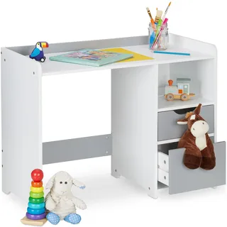 Relaxdays Kinderschreibtisch grau / Weiß