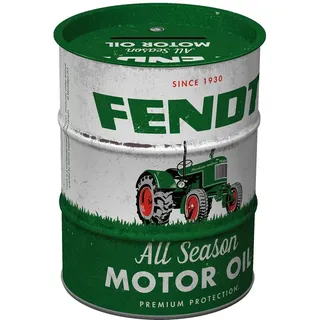 Nostalgic-Art Retro Spardose, 600 ml, Fendt – All Season Motor Oil – Geschenk-Idee für Traktor-Fans, Sparschwein aus Metall, Vintage Blech-Sparbüchse