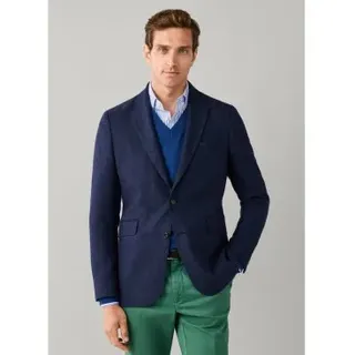 Hackett London für Herren. HM4400218 Wollsakko Fischgrätmuster marineblau (44/32), Lässig, Wolle, Klassisch